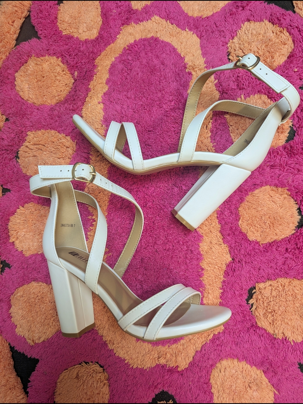 IDIFU Ivory Strappy Block Heel Sandals